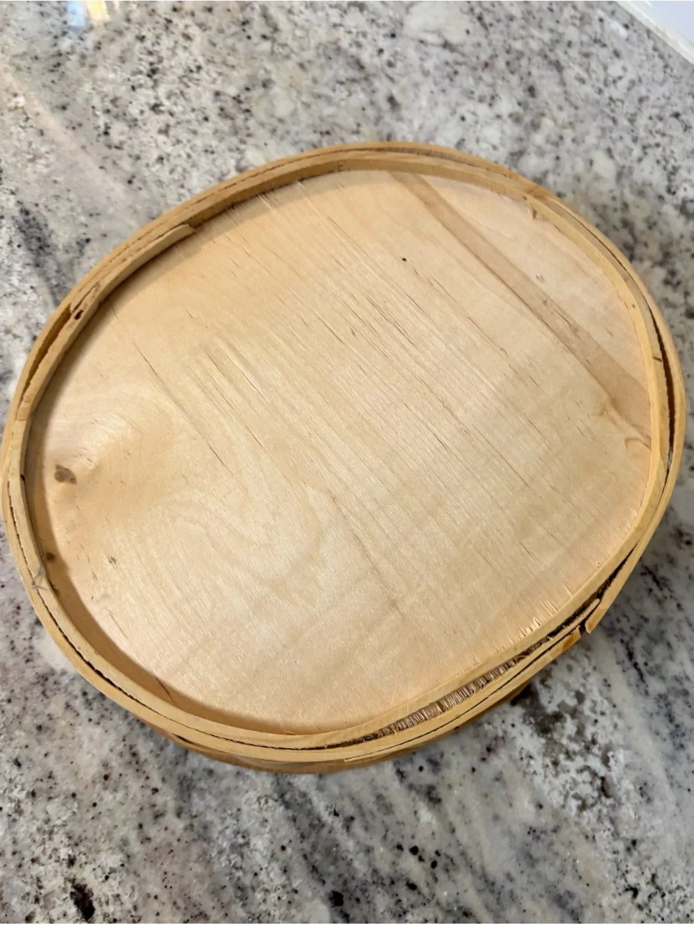 Vintage Round Woven Wood Basket Primitive Farmhouse Decor 10.5”